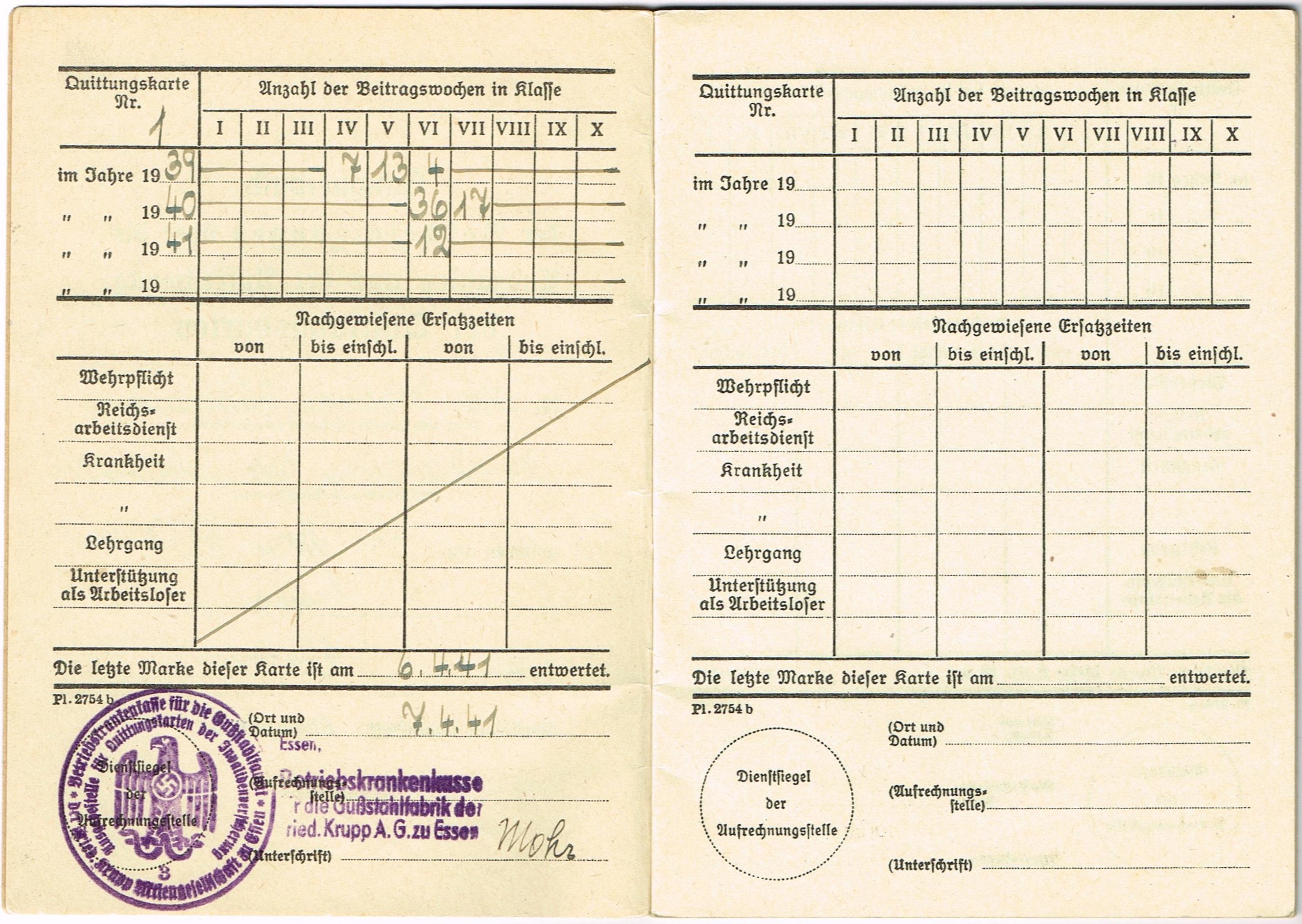 Photo Sammelbuch der Bescheinigungen über die Endzahlen aus der Aufrechnung der Quittungskarten